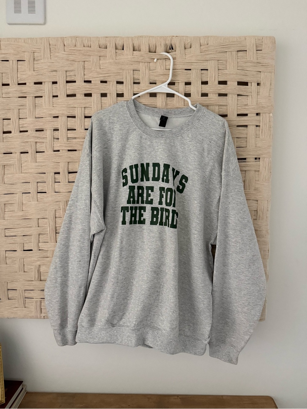Gildan Gray Crewneck Sweatshirt with Green 'SUNDAYS ARE FOR THE BIRD' Graphic
